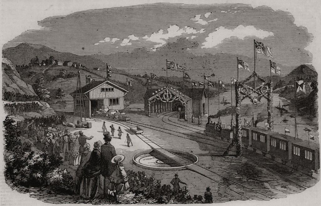 The Norwegian Trunk Railway - Eidsvold Station. Norway 1854 antique print